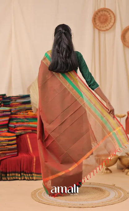 Two-Tone Maroon With Multicolours Chettinad Cotton Dupatta salwar
