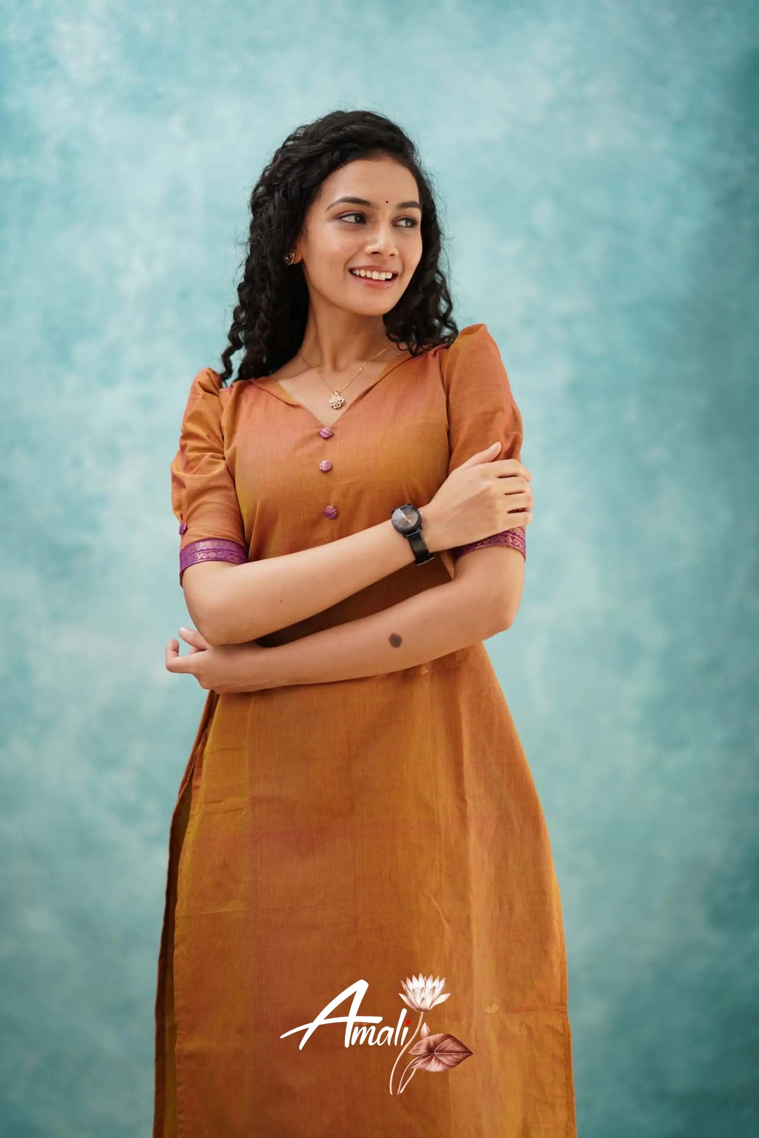 Two Tone Orange Cotton Kurti Kurti