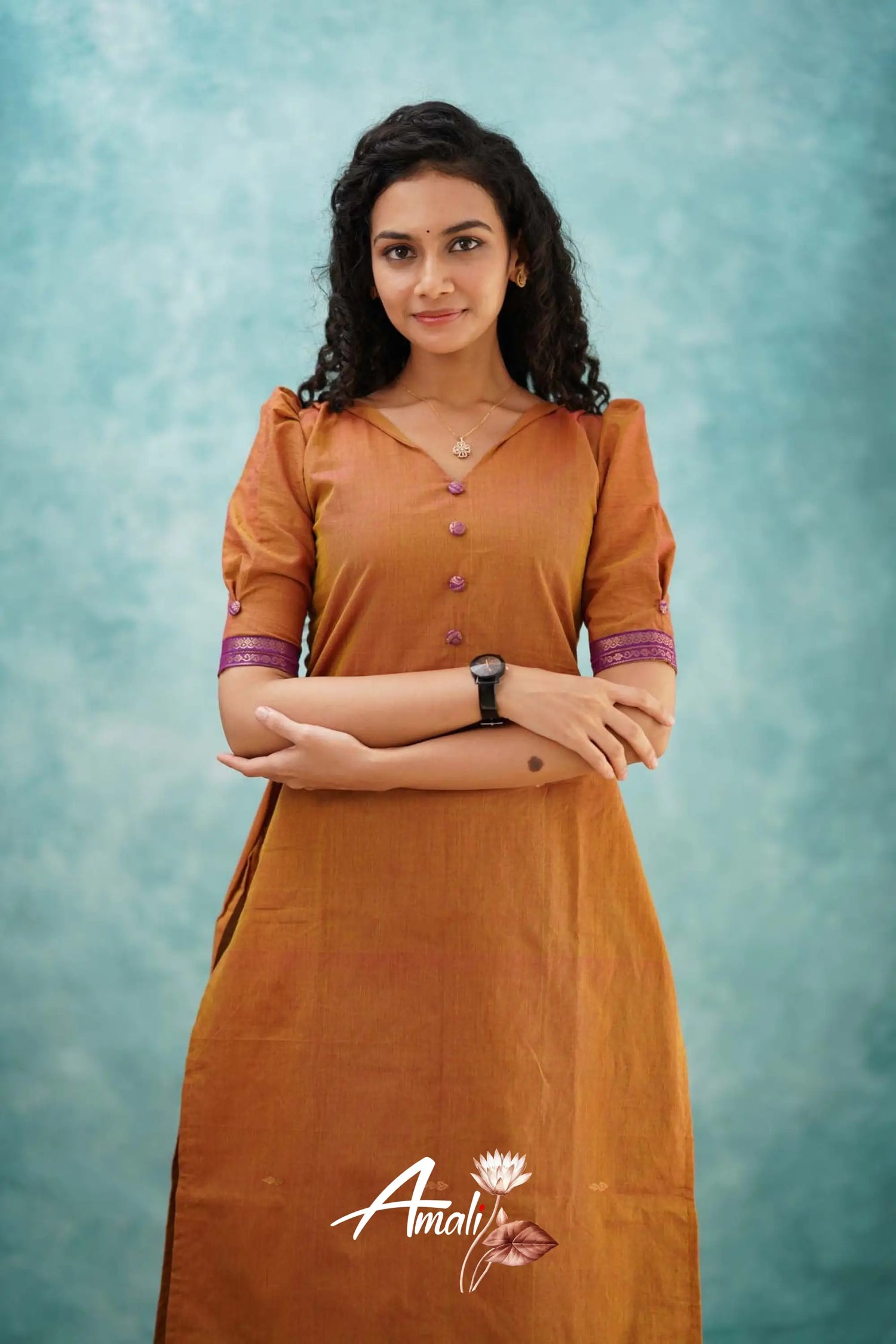 Two Tone Orange Cotton Kurti Kurti