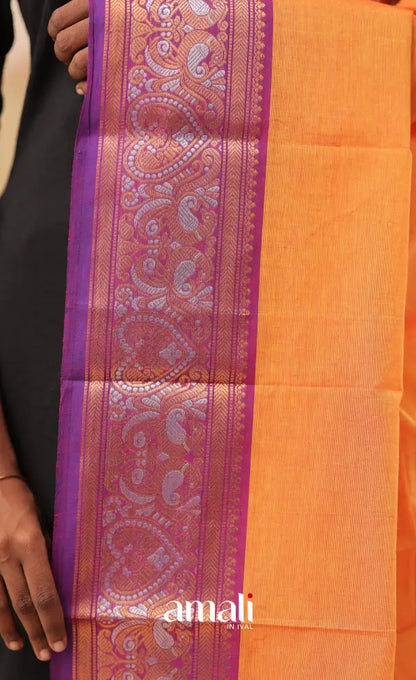Two-Tone Orange With Purple Chettinad Cotton Dupatta salwar