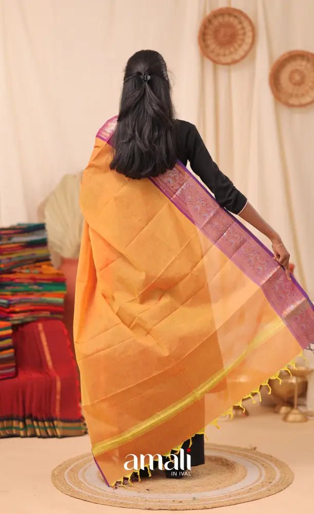 Two-Tone Orange With Purple Chettinad Cotton Dupatta salwar