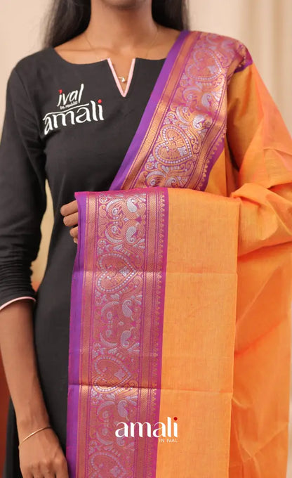Two-Tone Orange With Purple Chettinad Cotton Dupatta salwar