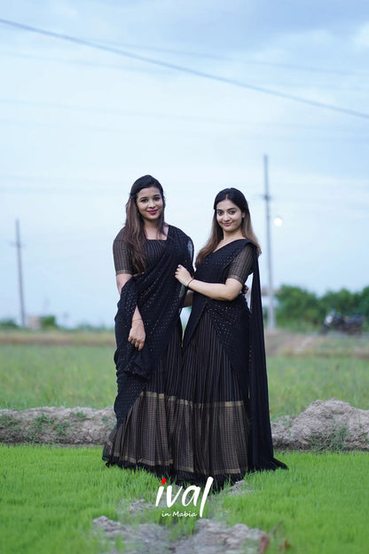 Vedika - Black Georgette Halfsaree Half Sarees