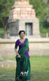 Vedika - Bottle Green with Purple Scape Silk Halfsaree - Half Sarees