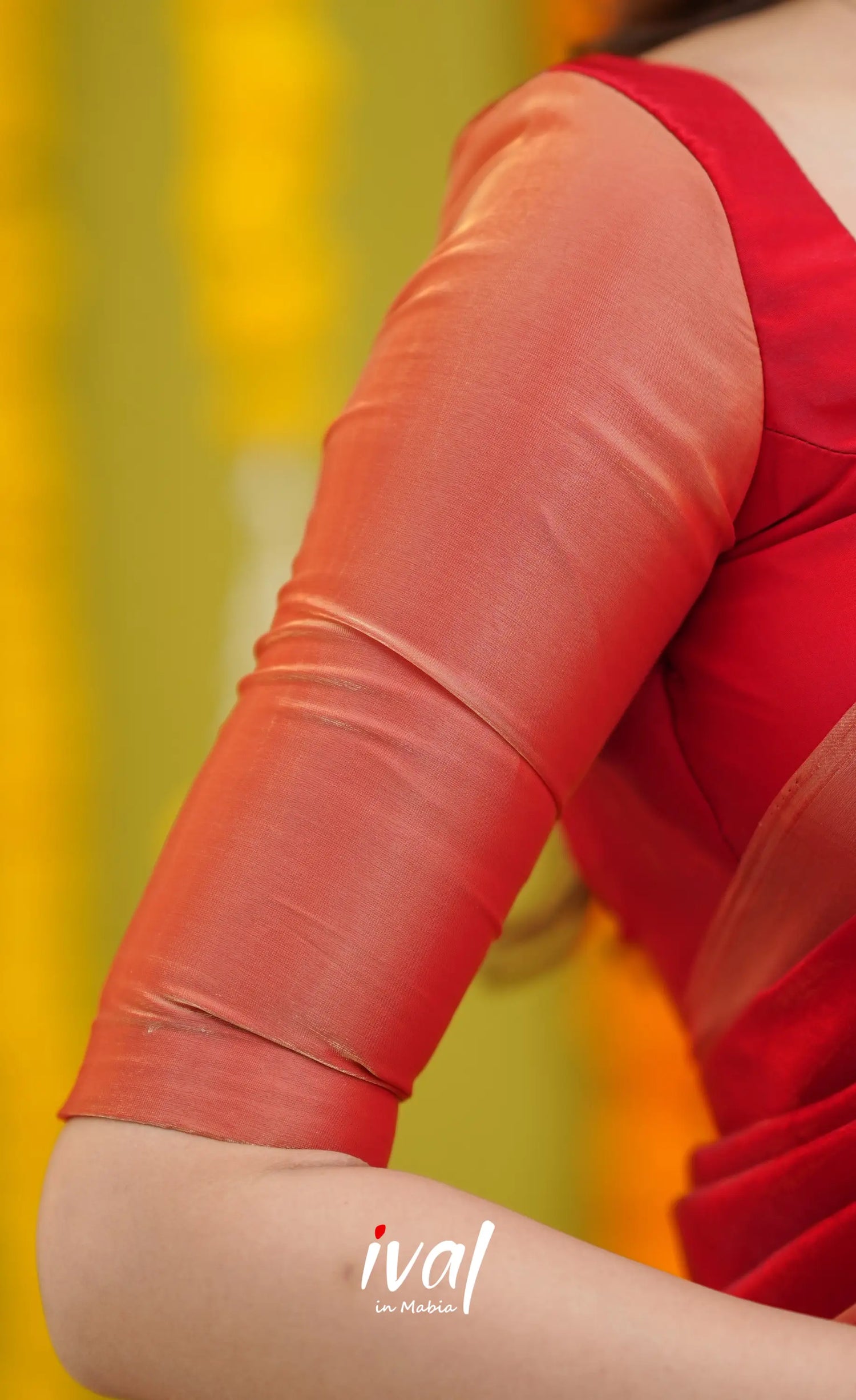 Vedika - Bright Red and Gold Scape Silk Halfsaree - Half Sarees