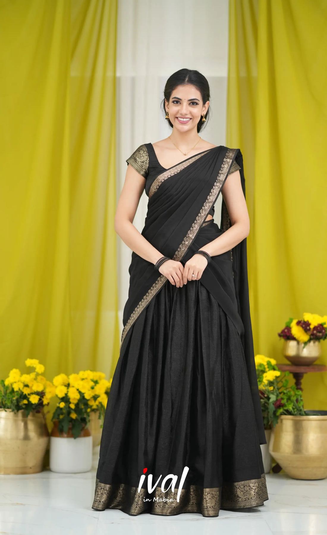 Vedika - Chinnon Halfsaree - Black Half Sarees