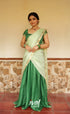 Vedika - Chinnon Halfsaree - Dark Green and Pastel Green Half Sarees