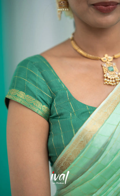 Vedika - Chinnon Halfsaree - Dark Green and Pastel Green Half Sarees