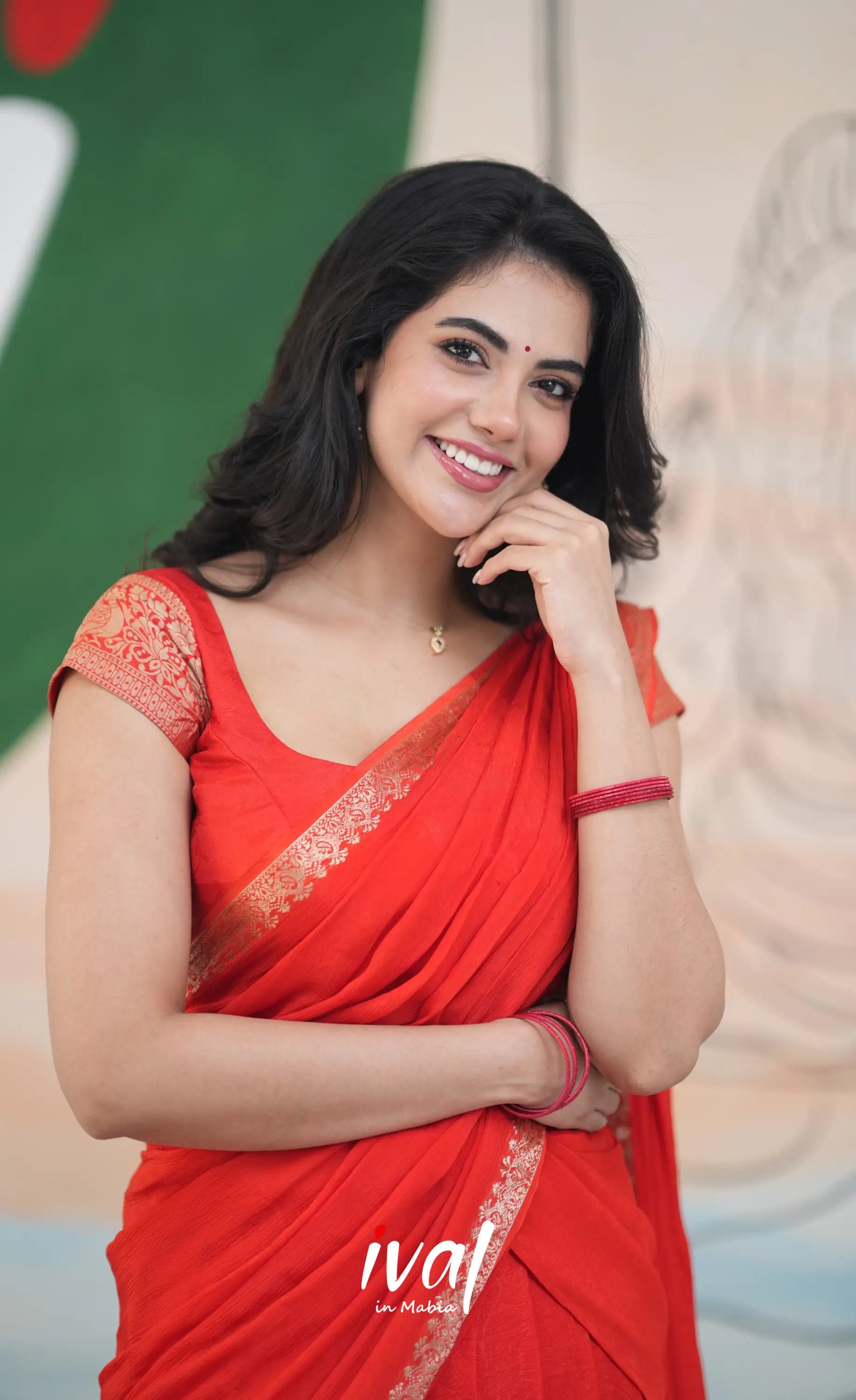 Vedika - Chinnon Halfsaree - Red - Half Sarees