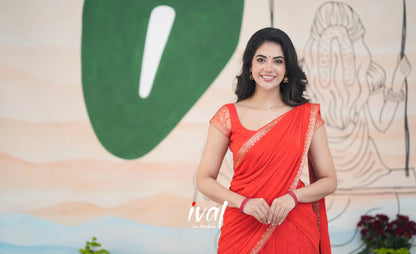 Vedika - Chinnon Halfsaree - Red - Half Sarees