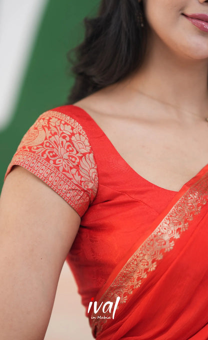 Vedika - Chinnon Halfsaree - Red - Half Sarees