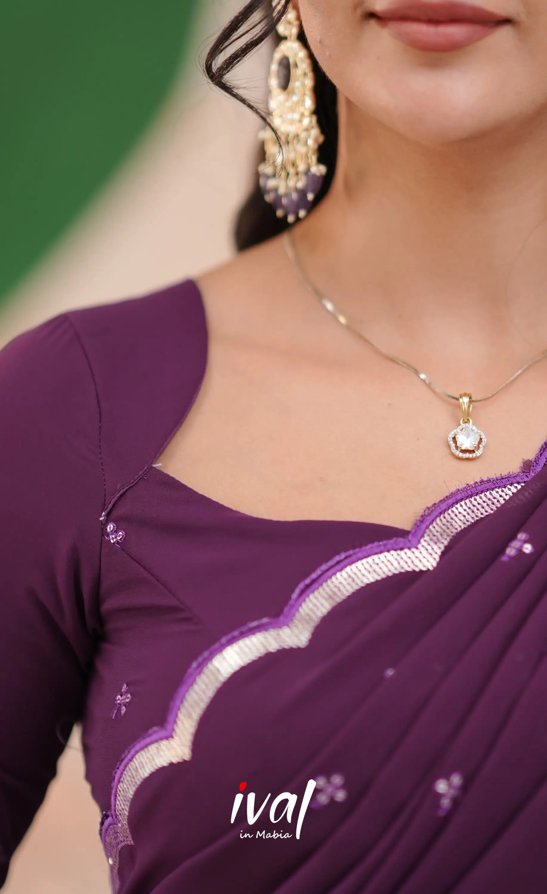 Vedika - Dark Purple Georgette Halfsaree Half Sarees