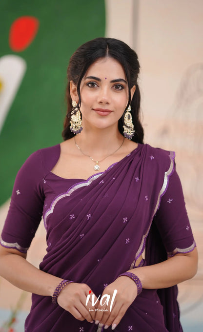 Vedika - Dark Purple Georgette Halfsaree Half Sarees