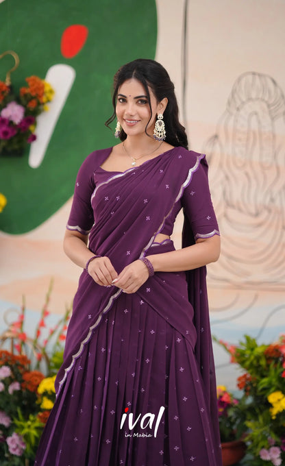 Vedika - Dark Purple Georgette Halfsaree Half Sarees