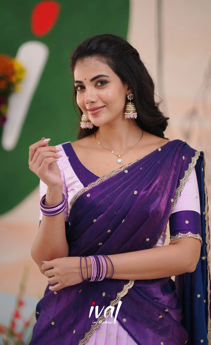 Vedika - Lavender with Purple Scape Silk Halfsaree Half Sarees