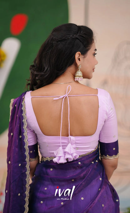 Vedika - Lavender with Purple Scape Silk Halfsaree Half Sarees