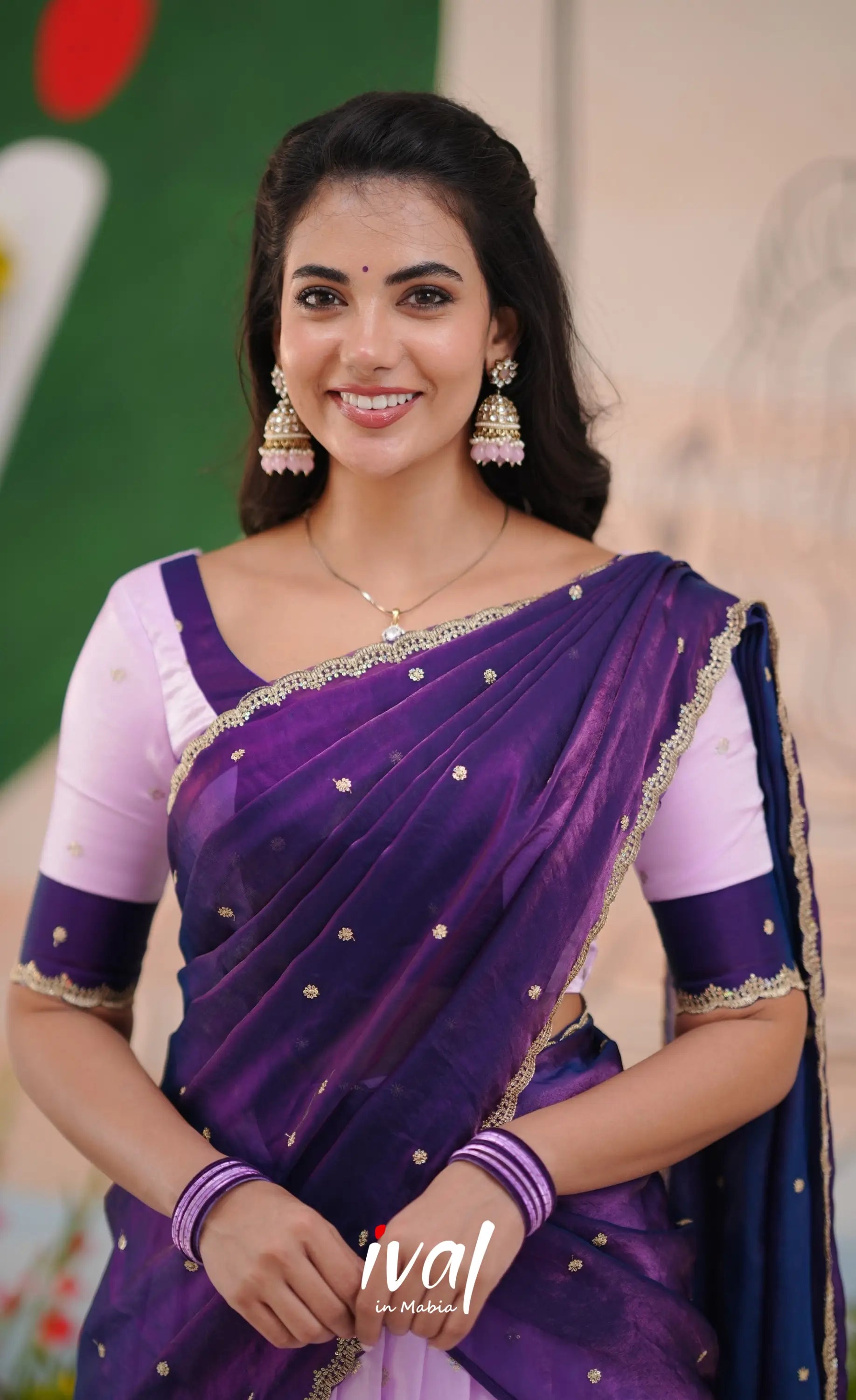Vedika - Lavender with Purple Scape Silk Halfsaree Half Sarees