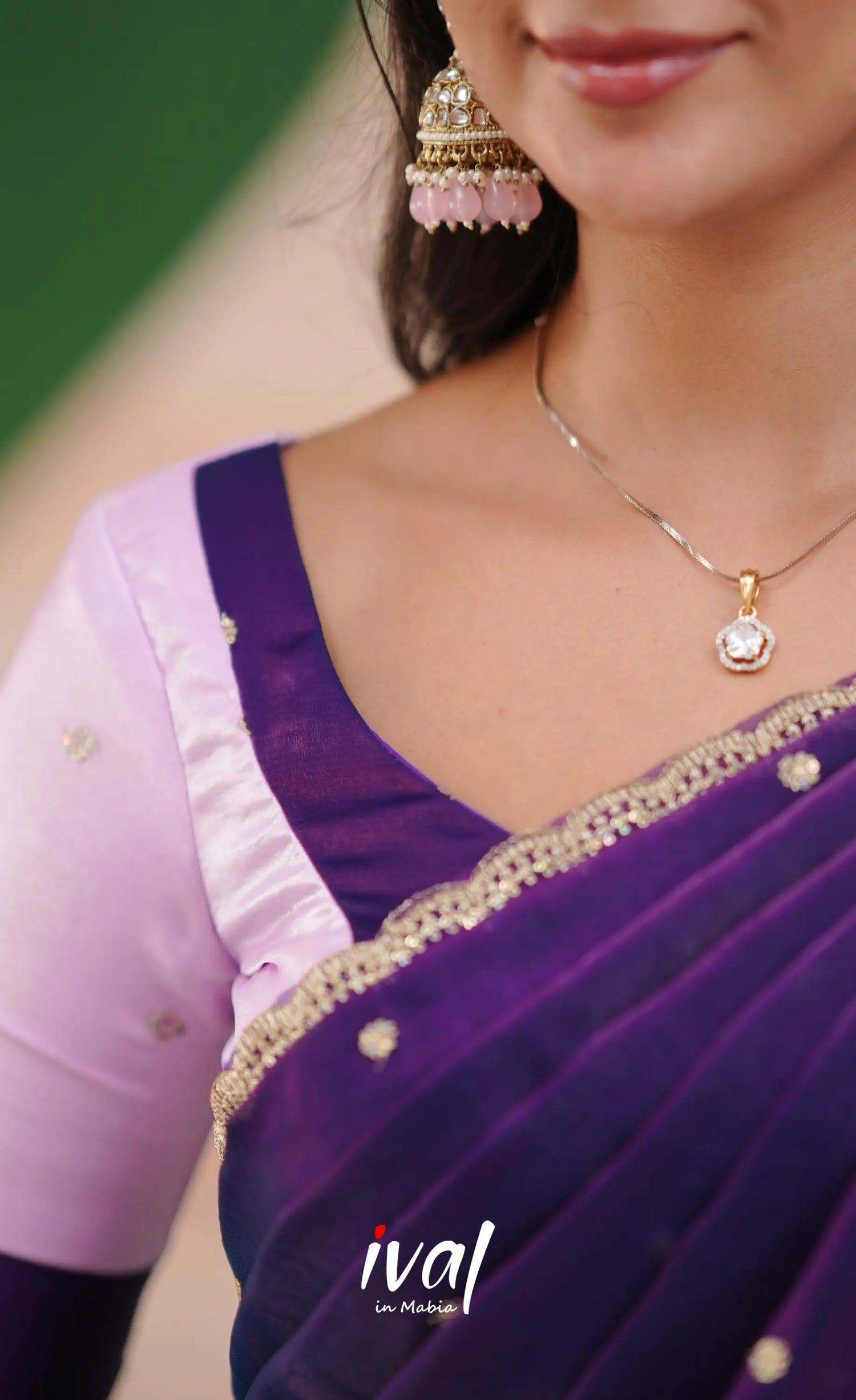 Vedika - Lavender with Purple Scape Silk Halfsaree Half Sarees