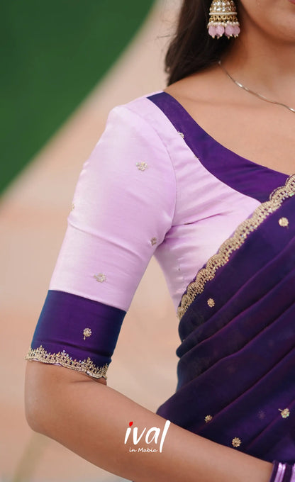 Vedika - Lavender with Purple Scape Silk Halfsaree Half Sarees