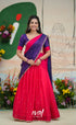 Vedika - Magenta Pink with Purple Scape Silk Halfsaree Half Sarees