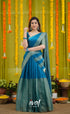 Vedika - Peacock Blue and Gold Scape Silk Halfsaree - Half Sarees