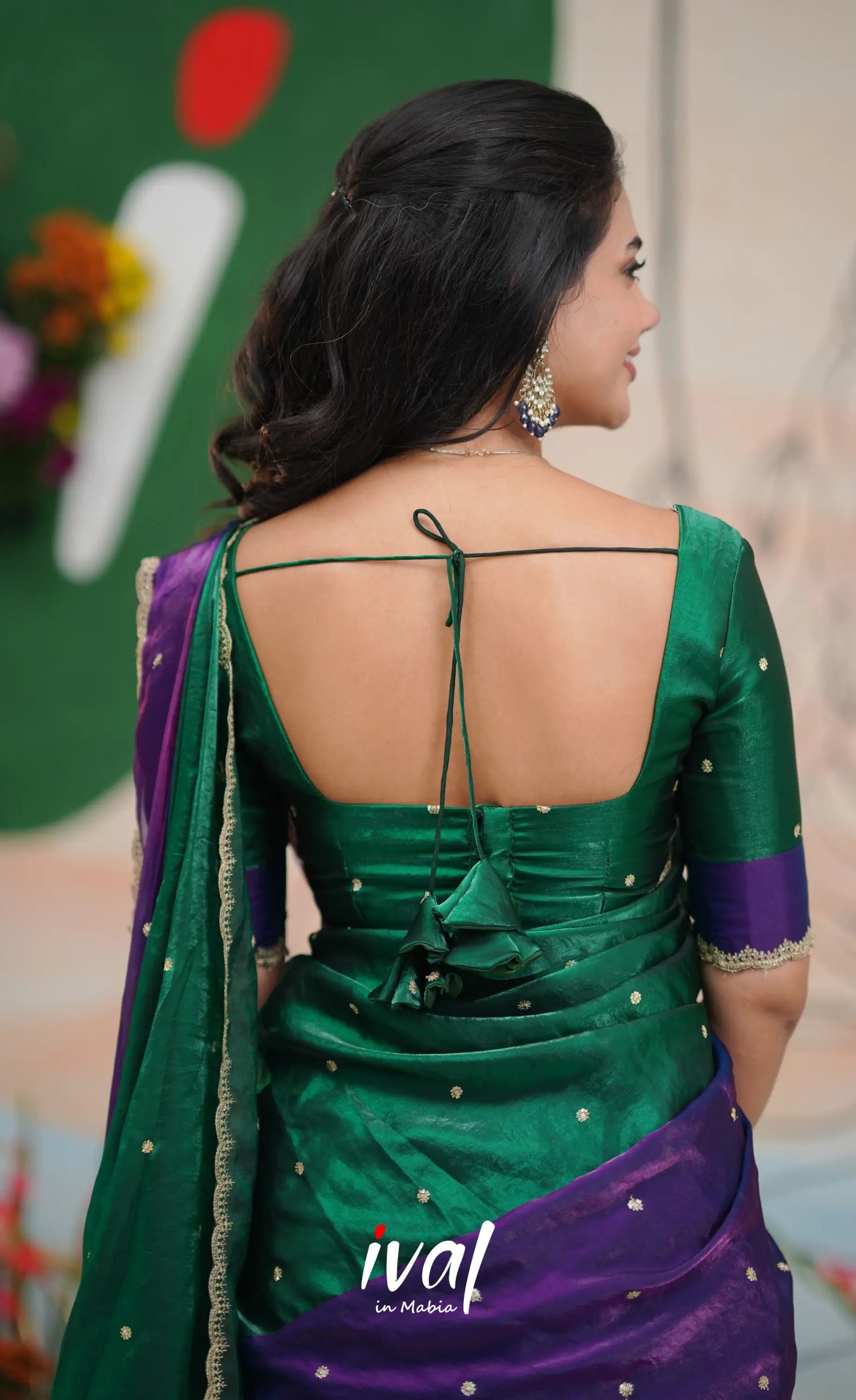 Vedika - Purple with Bottle Green Scape Silk Halfsaree Half Sarees