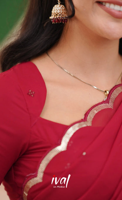 Vedika - Reddish Maroon Georgette Halfsaree Half Sarees