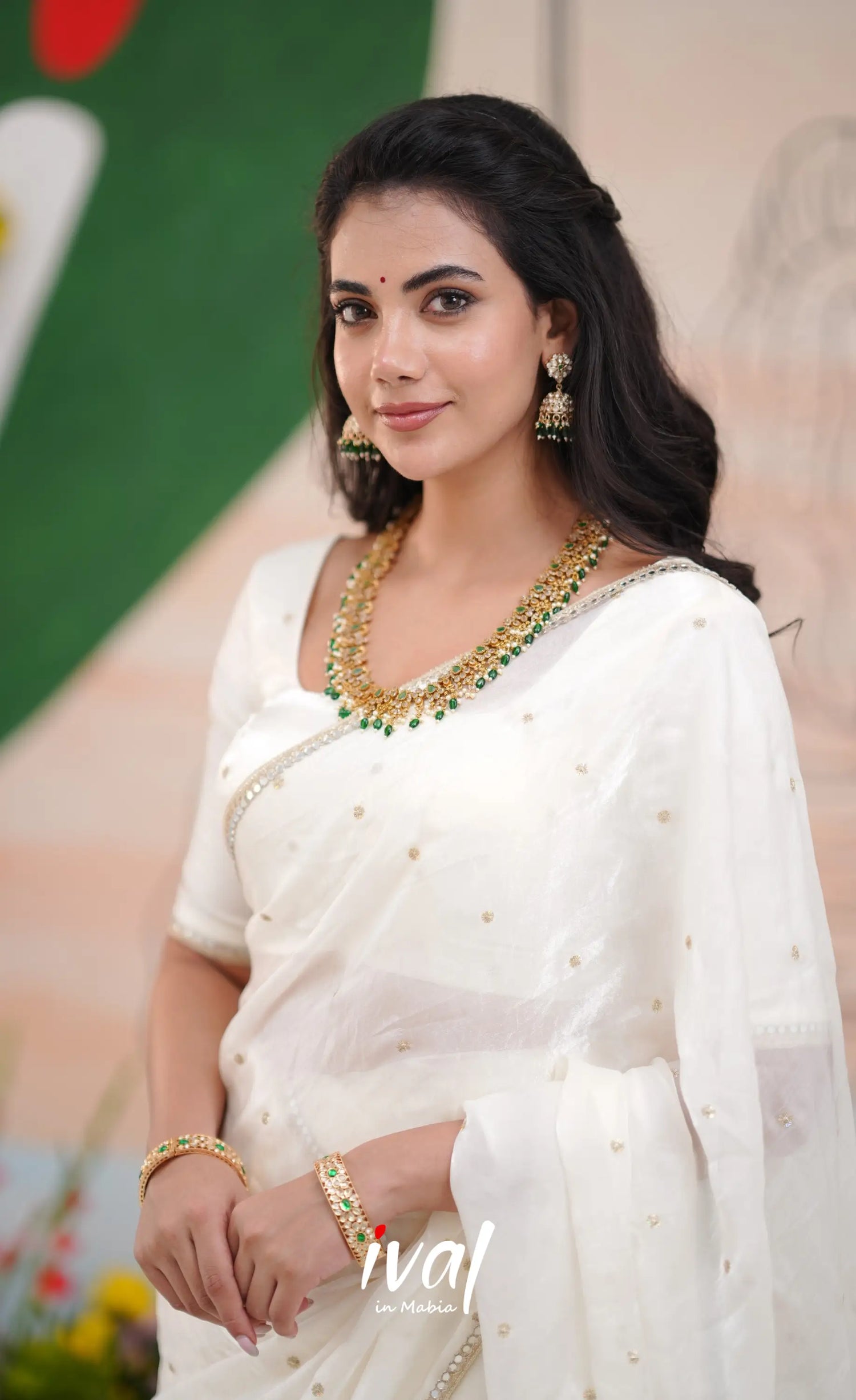 Vedika - White Scape Silk Halfsaree Half Sarees
