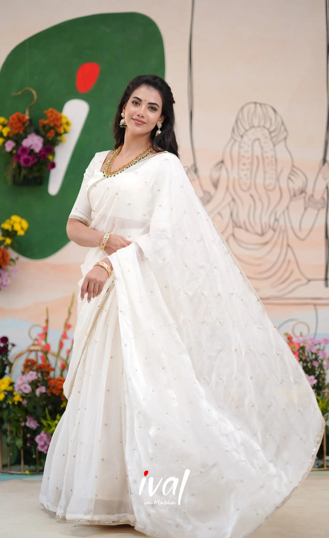 Vedika - White Scape Silk Halfsaree Half Sarees