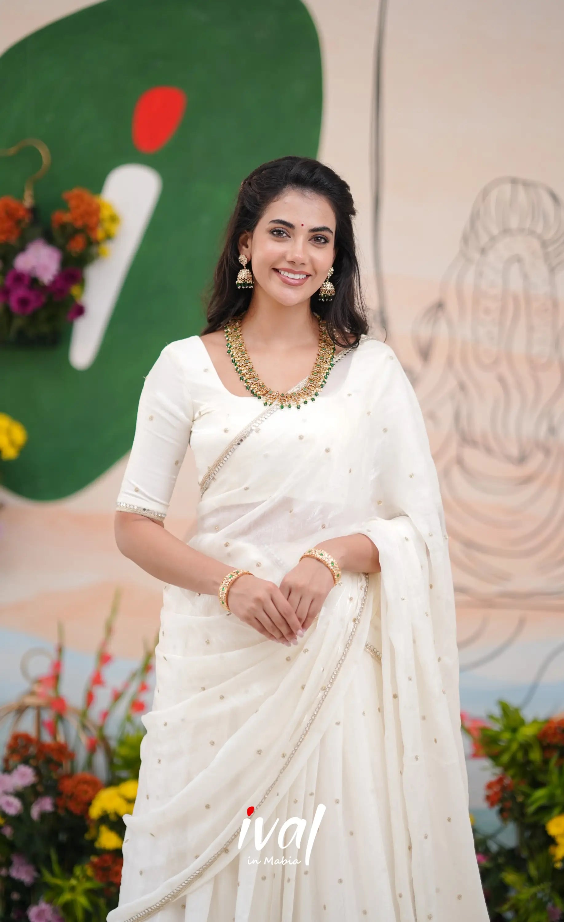 Vedika - White Scape Silk Halfsaree Half Sarees