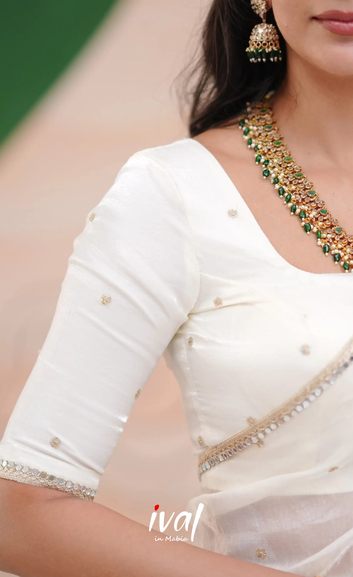 Vedika - White Scape Silk Halfsaree Half Sarees