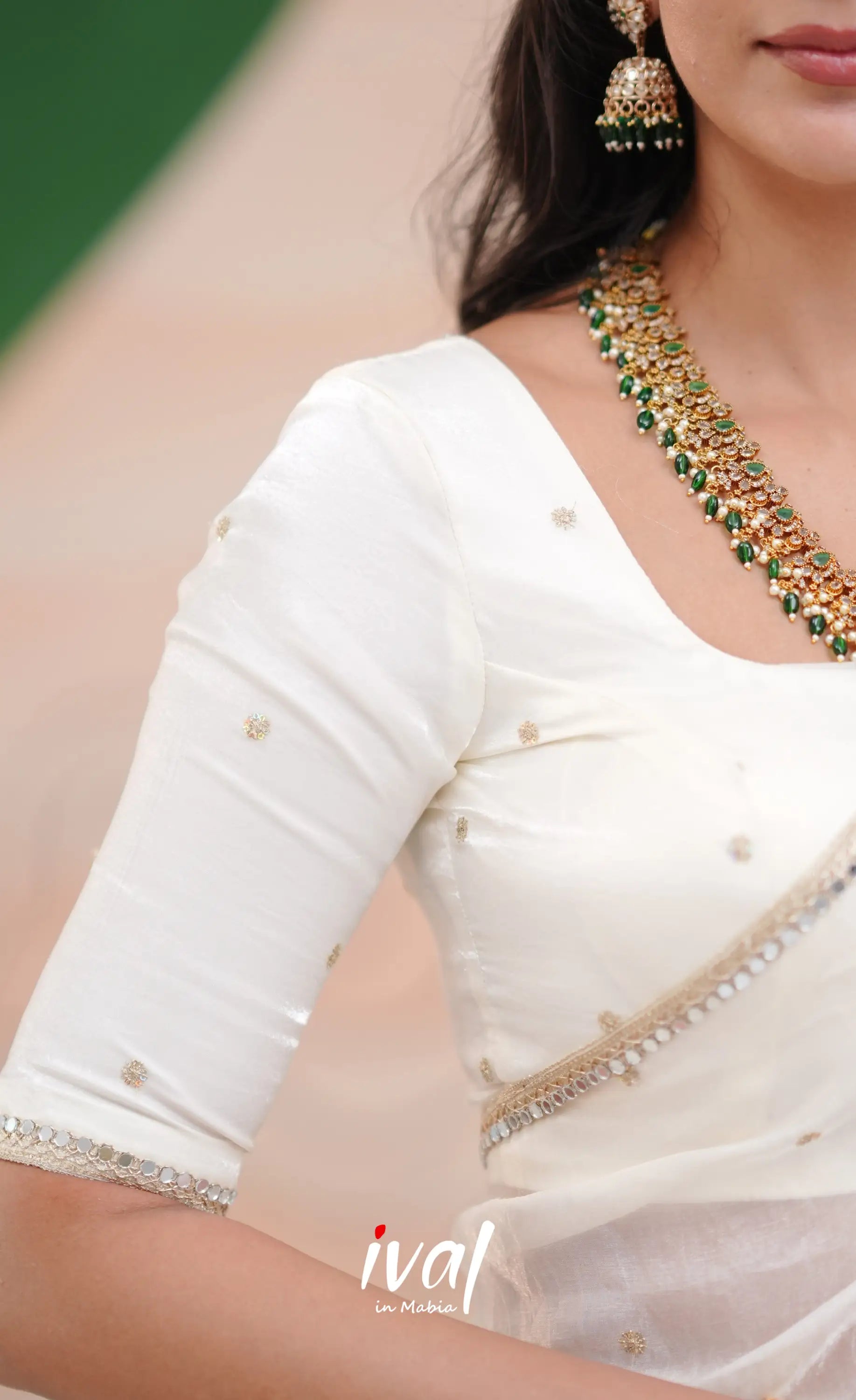Vedika - White Scape Silk Halfsaree Half Sarees