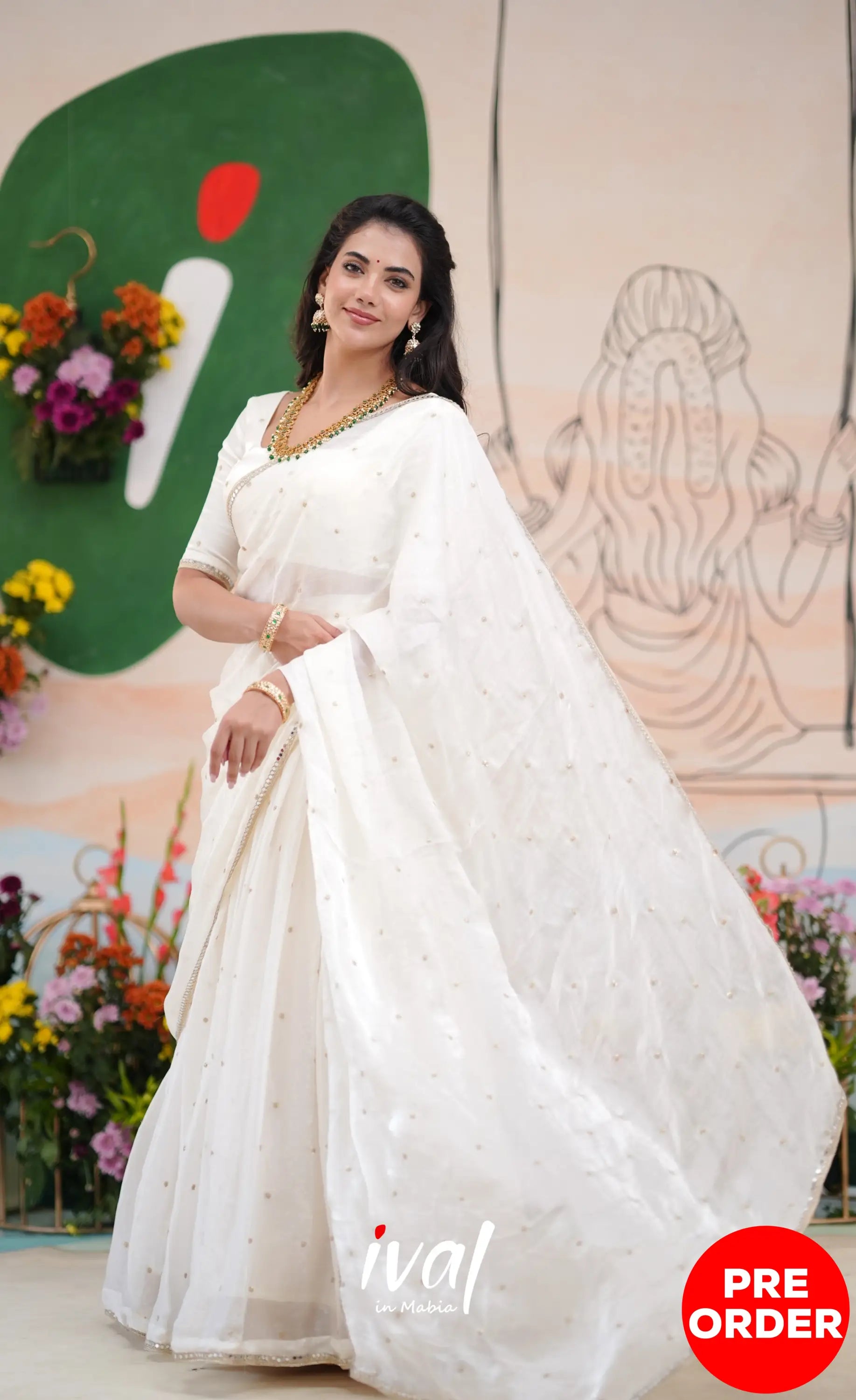 Vedika - White Scape Silk Halfsaree Half Sarees