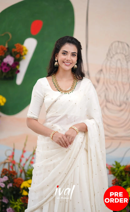 Vedika - White Scape Silk Halfsaree Half Sarees
