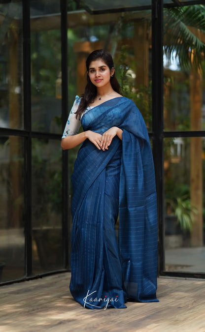 Vinathi - Dark Blue Shade Organza Saree Sarees