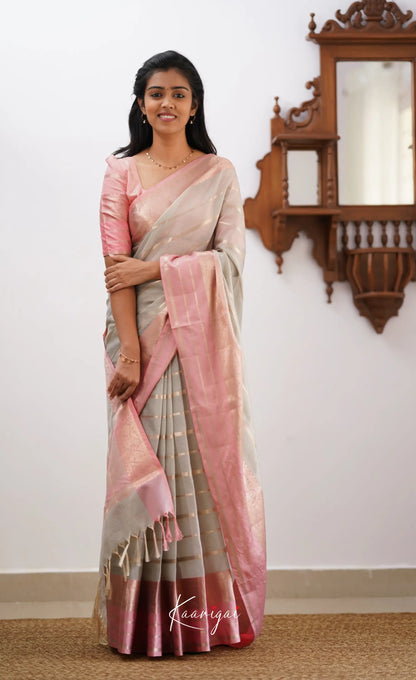 Vinathi- Light Grey Organza Saree Sarees