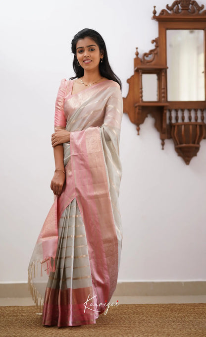 Vinathi- Light Grey Organza Saree Sarees