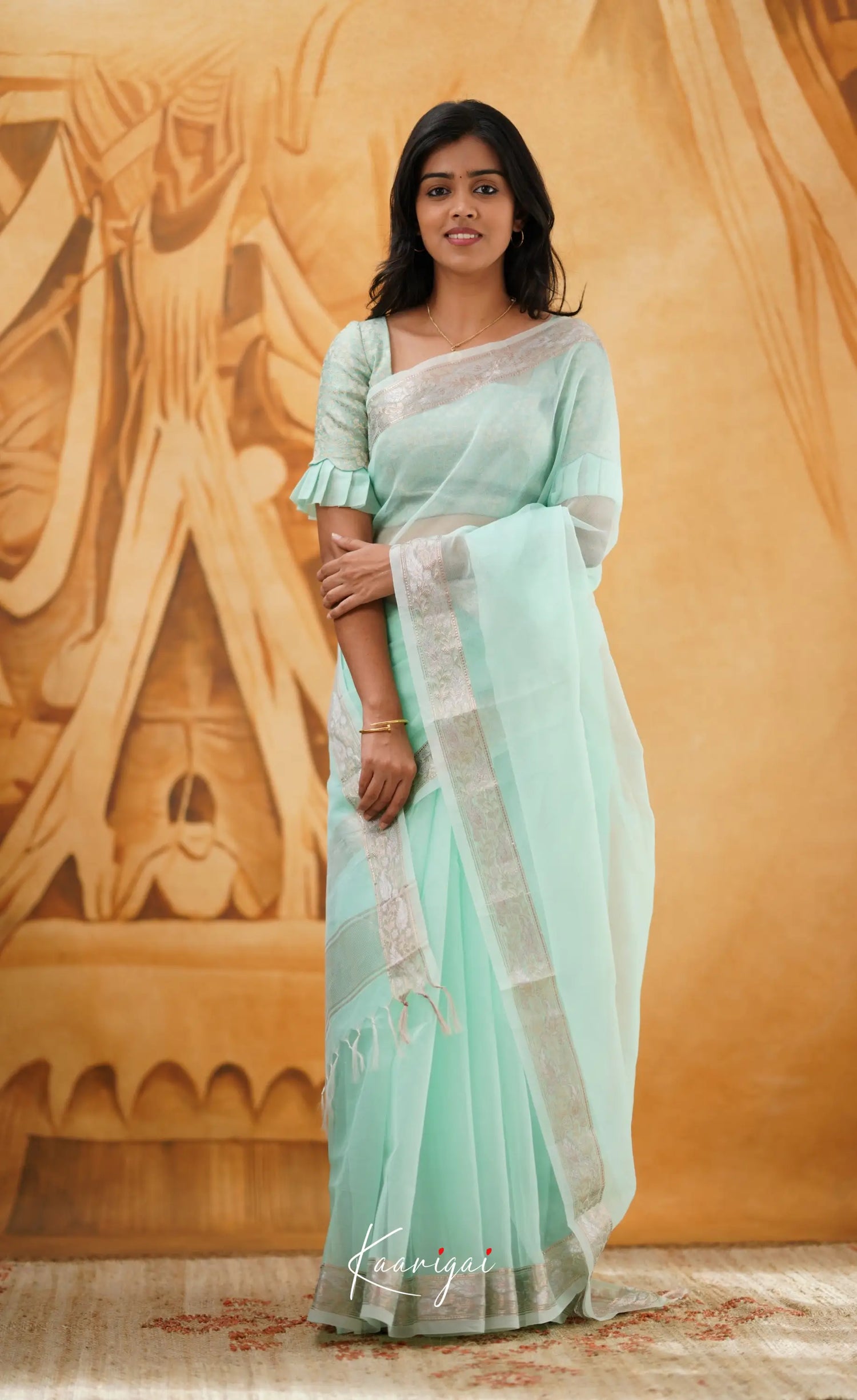 Vinathi- Pastel Blue Organza Saree Sarees