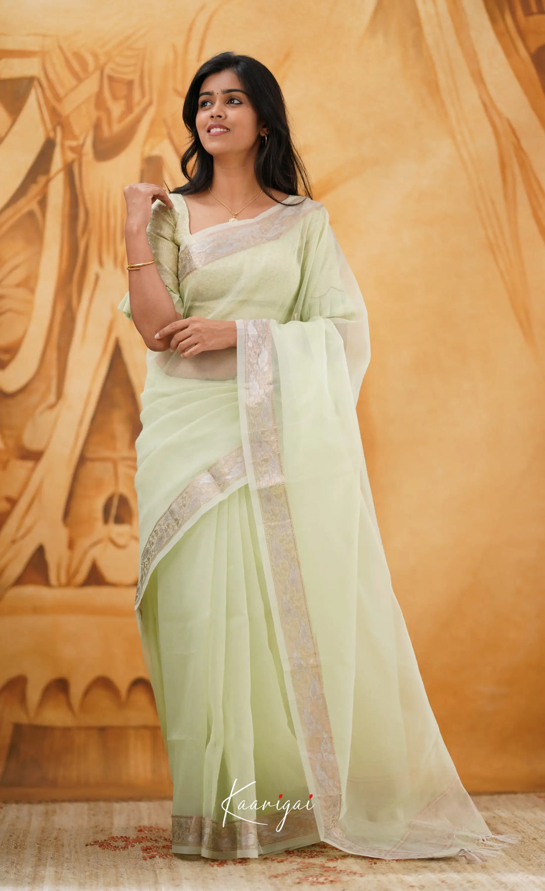 Vinathi- Pastel Green Organza Saree Sarees