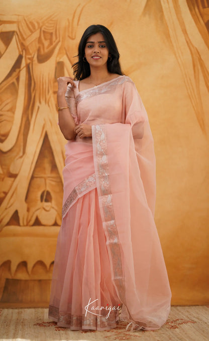 Vinathi- Pastel Pink Organza Saree Sarees