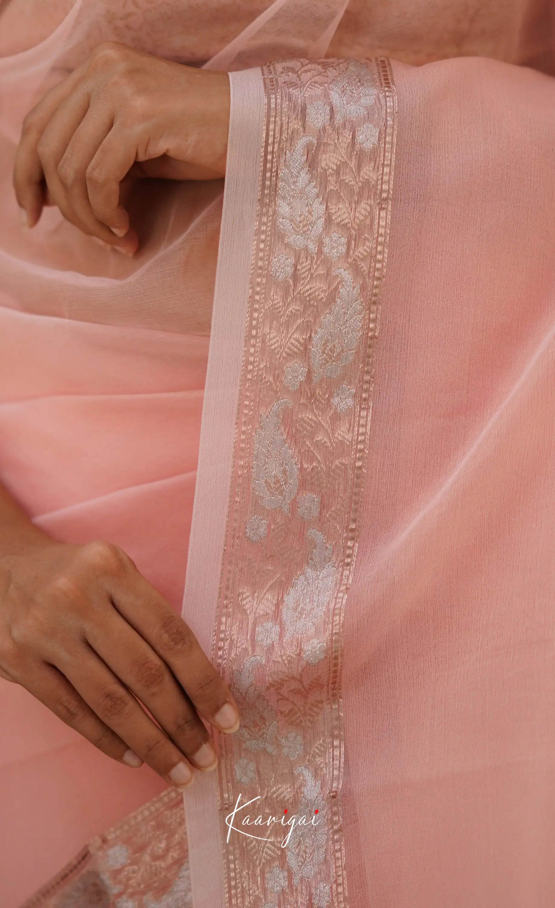 Vinathi- Pastel Pink Organza Saree Sarees