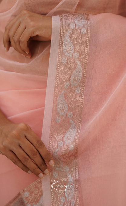 Vinathi- Pastel Pink Organza Saree Sarees