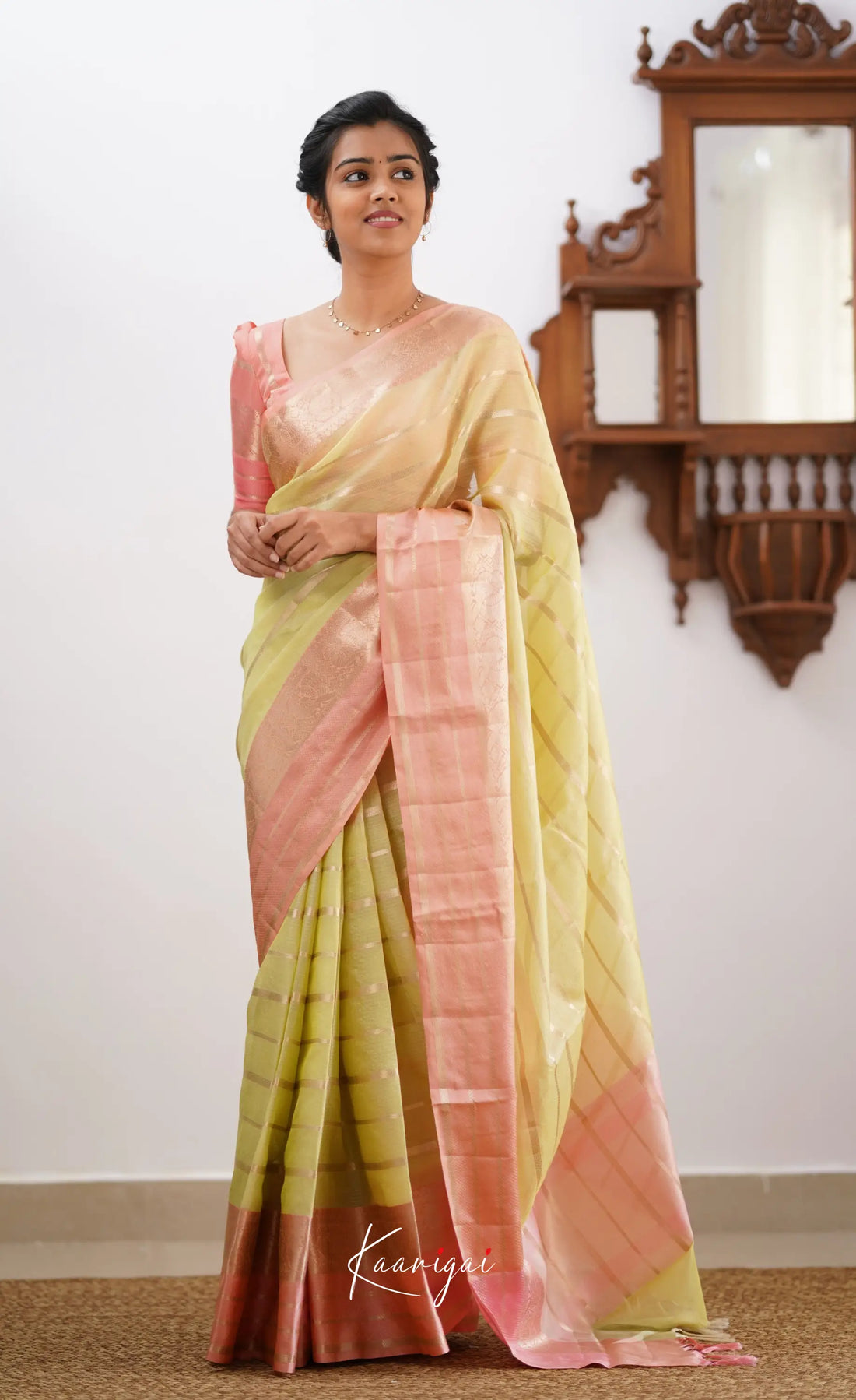 Vinathi- Pastel Yellow Organza Saree Sarees