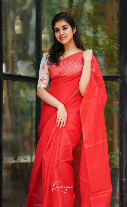 Vinathi - Red Shade Organza Saree Sarees