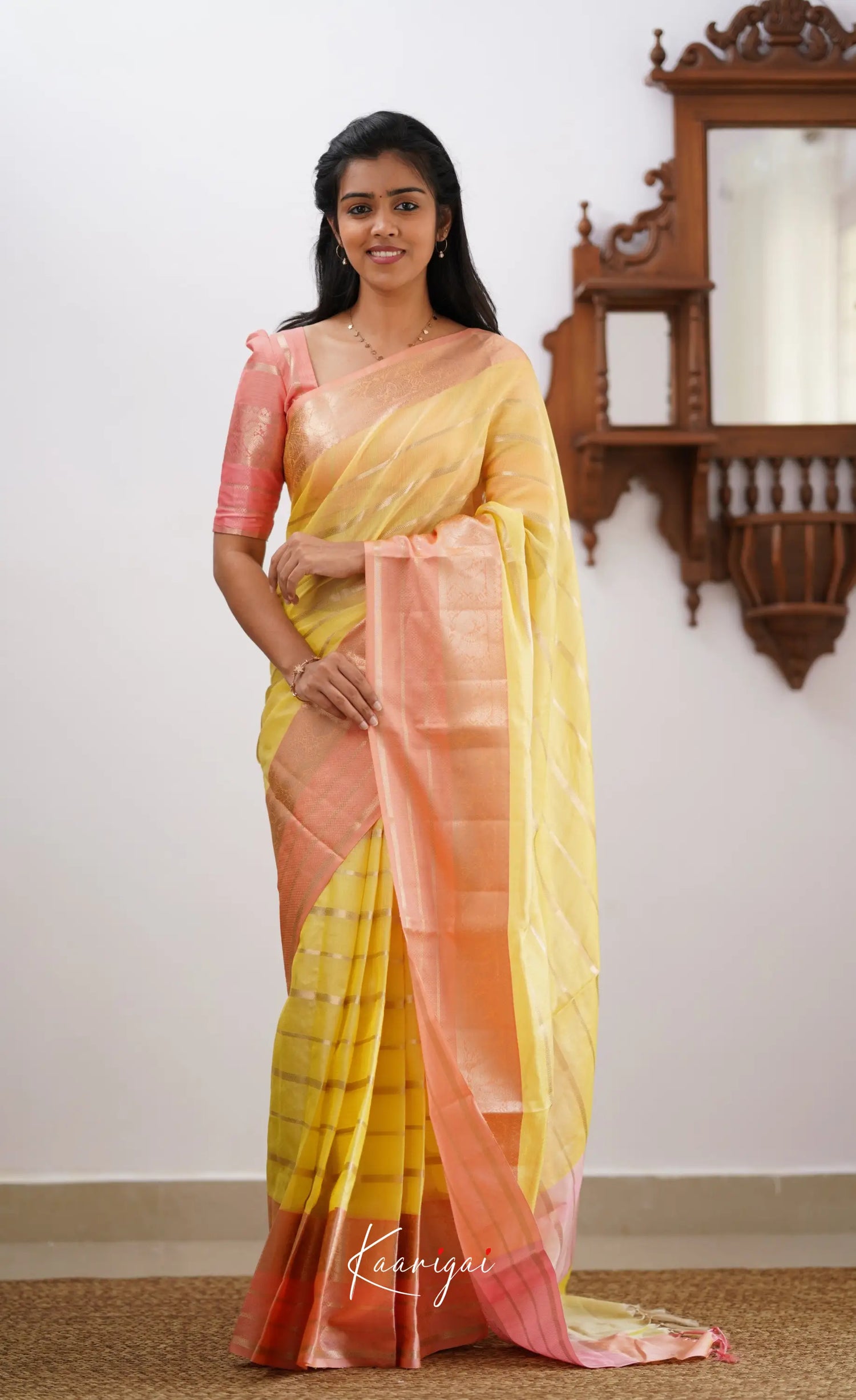 Vinathi- Yellow Organza Saree Sarees