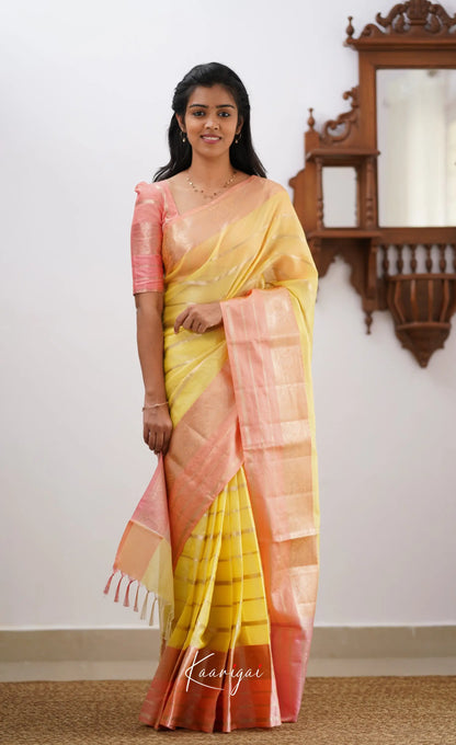 Vinathi- Yellow Organza Saree Sarees