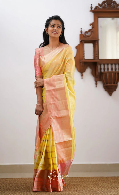 Vinathi- Yellow Organza Saree Sarees