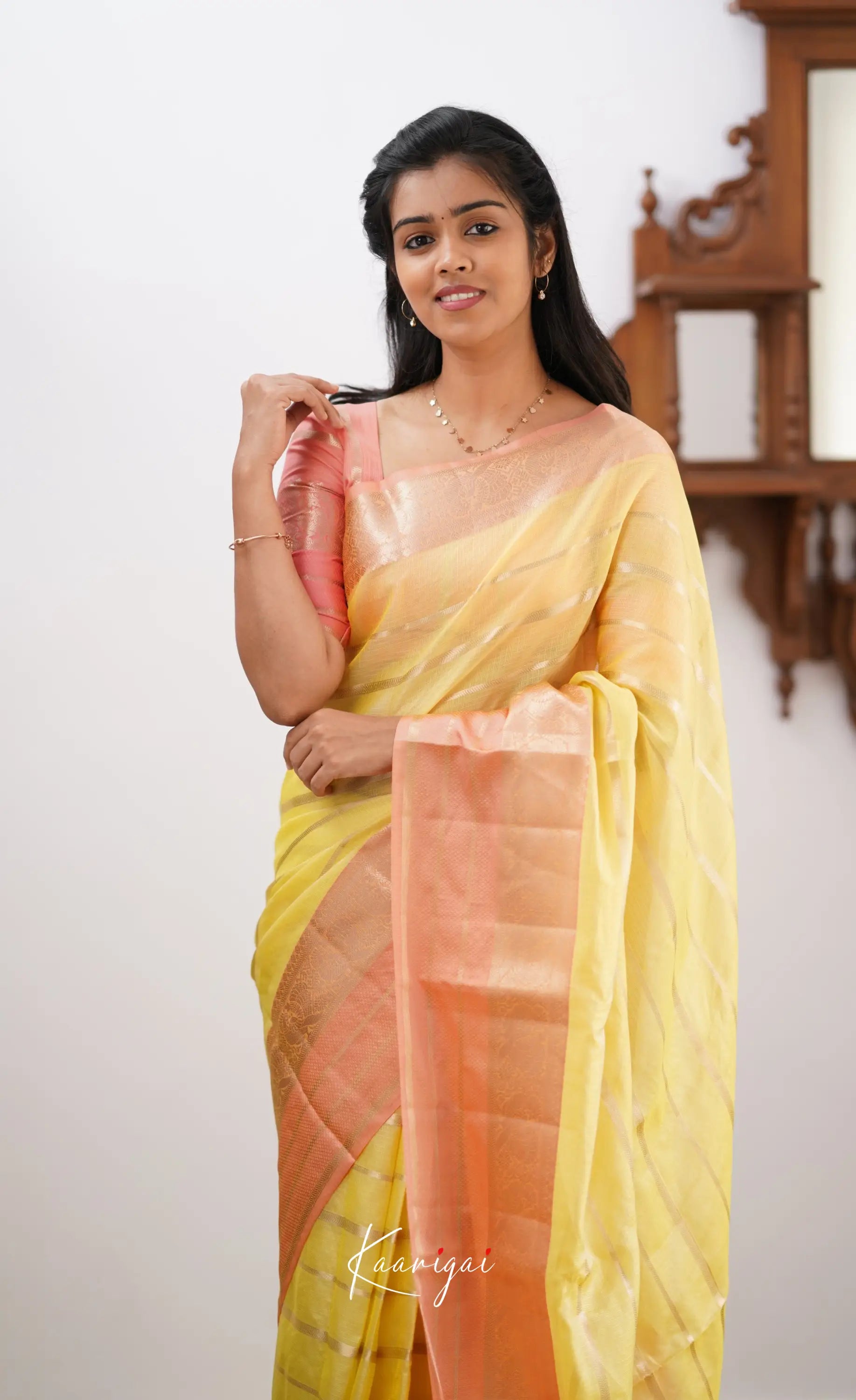 Vinathi- Yellow Organza Saree Sarees