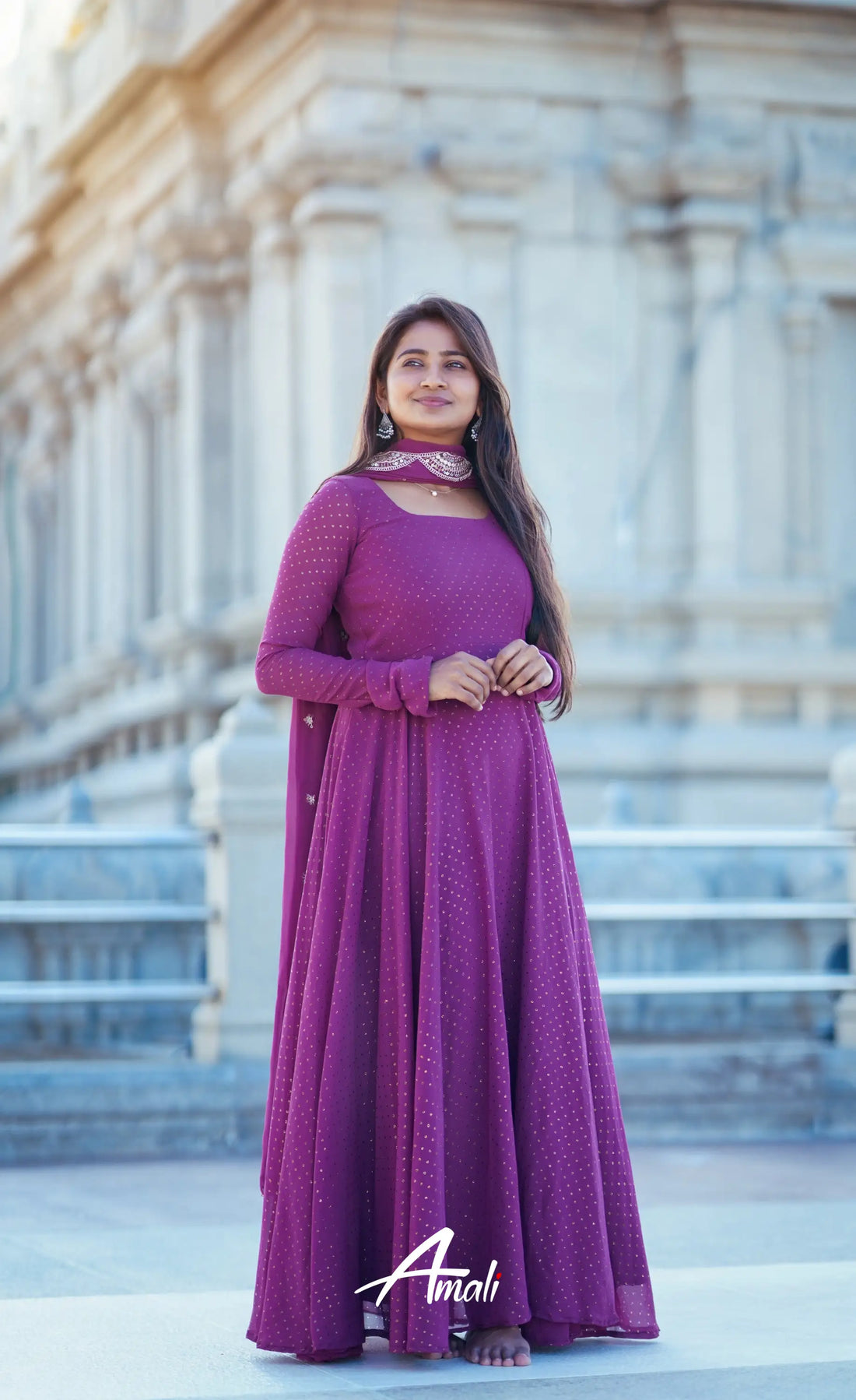 Violet Georgette Anarkali