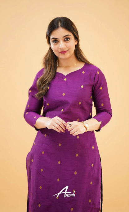 Violet Slub Cotton Silk Co-Ord Set